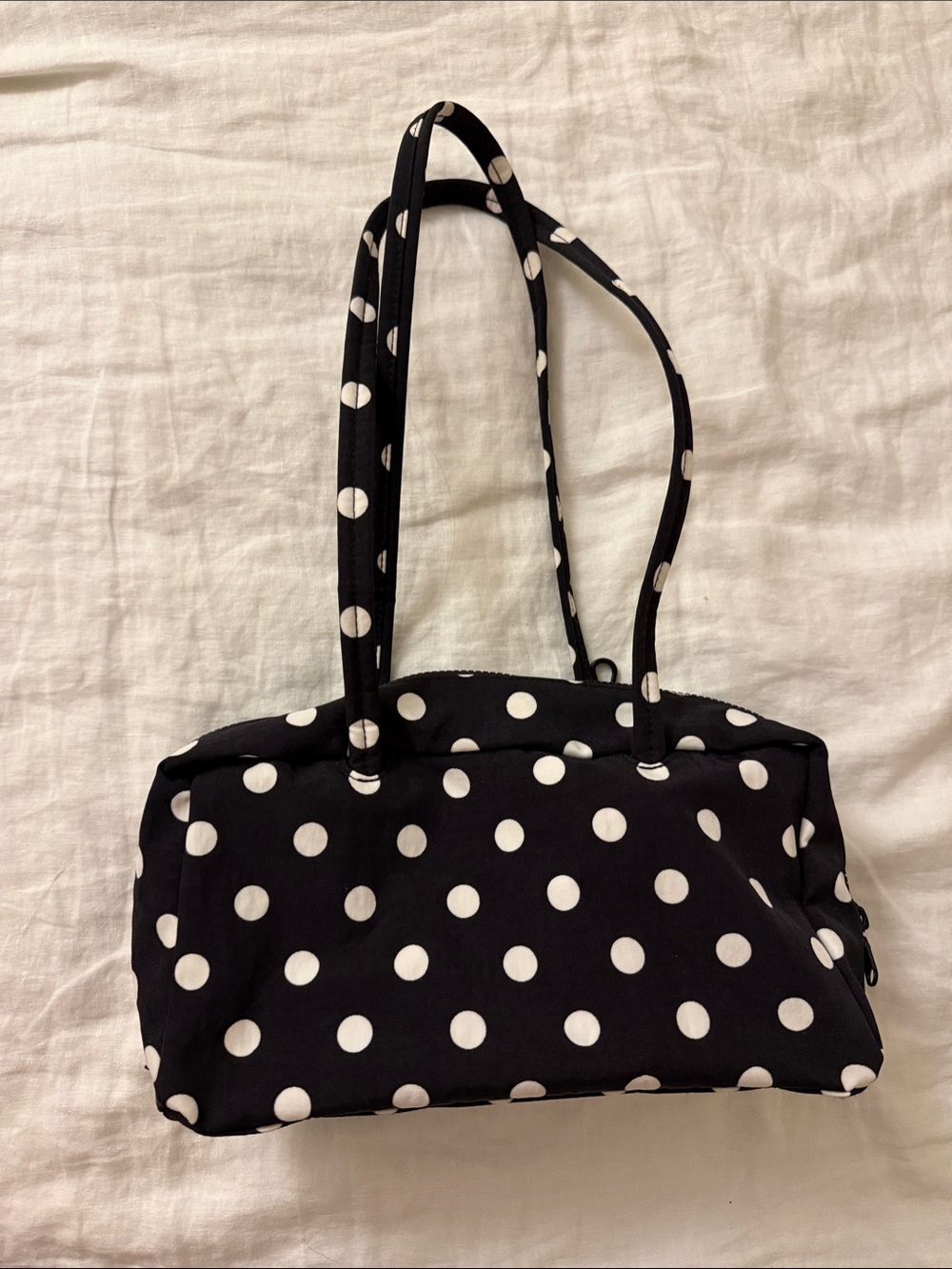 BAGGU BOWLER BAG Black and White Polka Dot Shoulder Bag